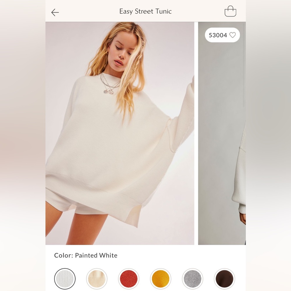 Free People Easy Street Tunic Oversized Painted White Boho Cozy